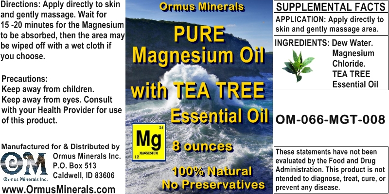 Ormus Minerals - Magnesium Oil with TEA TREE Essential Oil