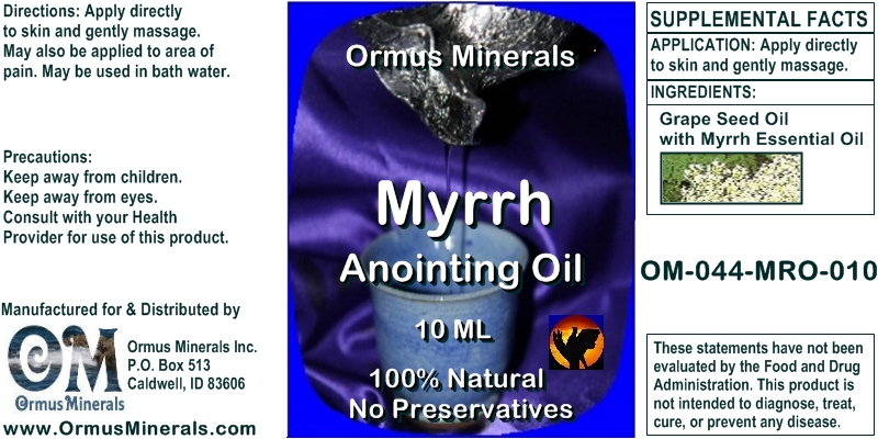 Ormus Minerals --MYRRH Anointing Oil