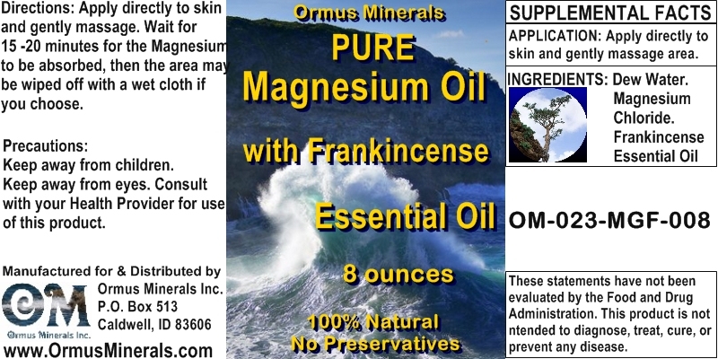 Ormus Minerals - Pure Magnesium Oil with FRANKINCENSE